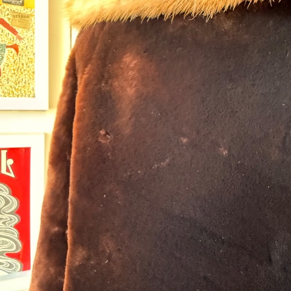 Luxe Vintage 60s Brown Mouton Fur Coat w/ Mink Collar Hudsons Bay Company - Picture 6 of 14